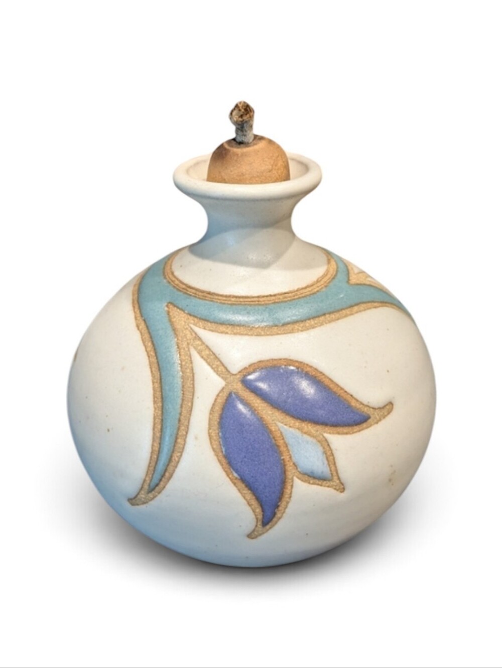 Vintage Marcy Mayforth Studio Art Pottery Oil Lamp Bud Vase Vermont Handcrafted